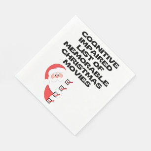 Funny Cognitive Christmas Movie List Napkin