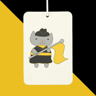 Funny Color Guard Kitten Flag Black Yellow Car Air Freshener