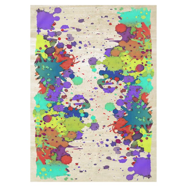 FUNNY COLOR SPLASH I + your ideas Tablecloth (Front)