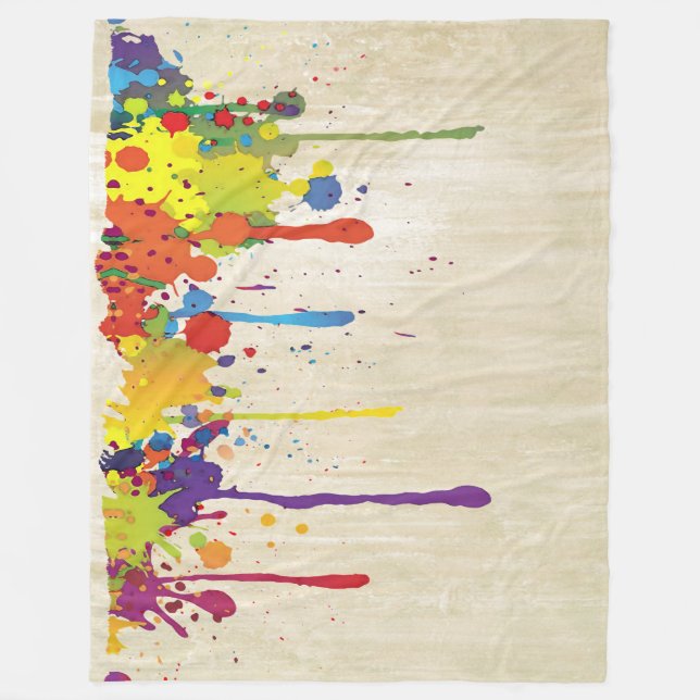 FUNNY COLOR SPLASH II + your backgr. & ideas Fleece Blanket (Front)