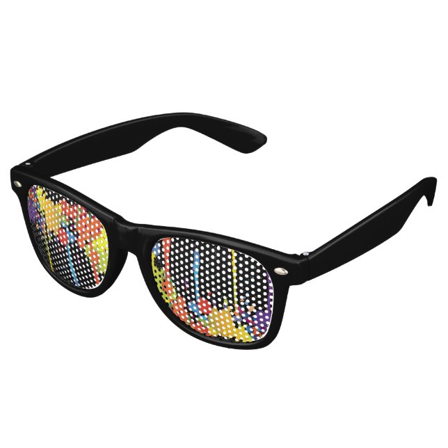 FUNNY COLOR SPLASH II + your backgr. & ideas Retro Sunglasses (Angled)