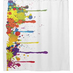 FUNNY COLOR SPLASHes II + your backgr. & ideas Shower Curtain