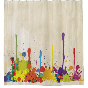 FUNNY COLOR SPLASHes II + your backgr. & ideas Shower Curtain