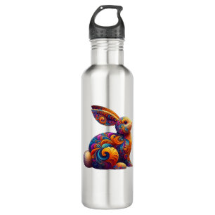 Funny Colorful Bunny Rabbit Fractal Cosmic Swirl A 710 Ml Water Bottle