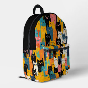 Funny Colorful Cartoon Cats Pattern Printed Backpack