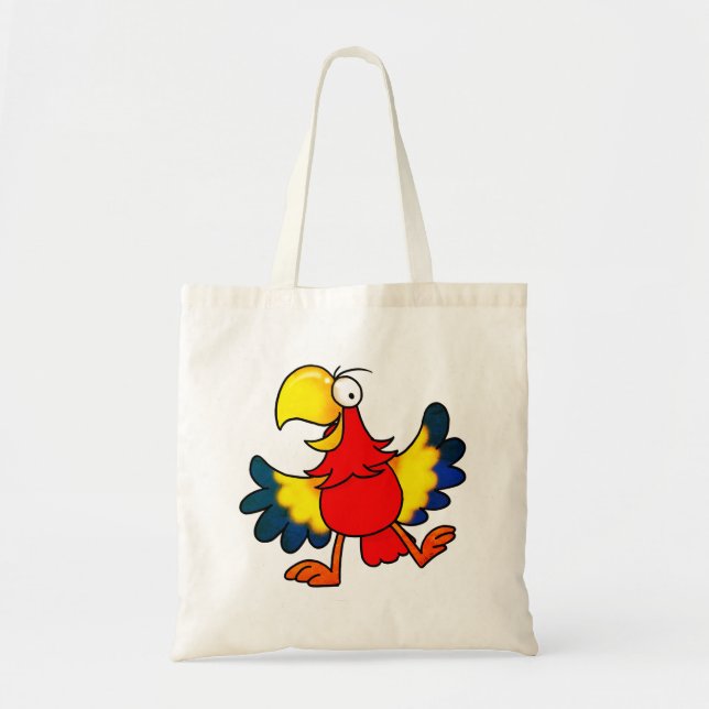 Funny Colorful Cartoon Parrot Bird Tote Bag (Front)