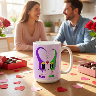Funny, Colorful, Cute, Cartoon Valentine Heart Coffee Mug