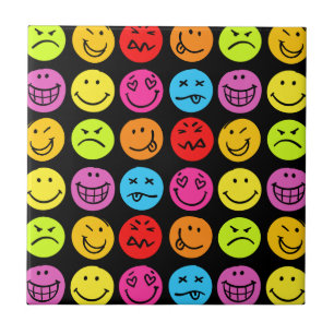 Funny Colorful Faces Tile