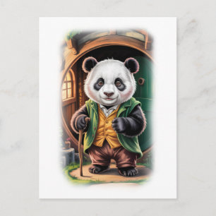 Funny, Colorful Panda Parody Movie Character on a  Holiday Postcard
