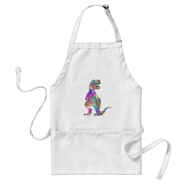Funny Colorful T Rex Jurassic Dinosaur Art Standard Apron (Front)