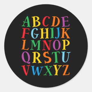 Funny Colour Letters Alphabet Learn Abcs Kindergar Classic Round Sticker