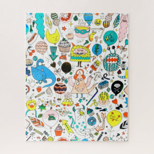 Funny Colourful Alien Monsters Party  Jigsaw Puzzle