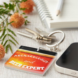 Funny Colourful Archaeologist and Beer Expert Key Ring