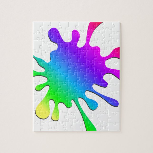 Funny Colourful Art Rainbow Paint Splatter Jigsaw Puzzle (Vertical)