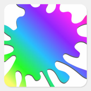 Funny Colourful Art Rainbow Paint Splatter Square Sticker