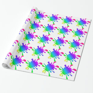 Funny Colourful Art Rainbow Paint Splatter Wrapping Paper