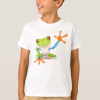 Funny Colourful Big Green Cartoon Frog Waving Arms