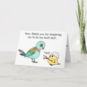 Funny Colourful Bird Cartoon Happy Mother's Day Card