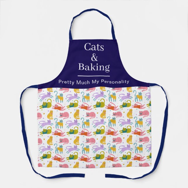 Funny Colourful Boho Desert Cats Pattern Apron (Front)
