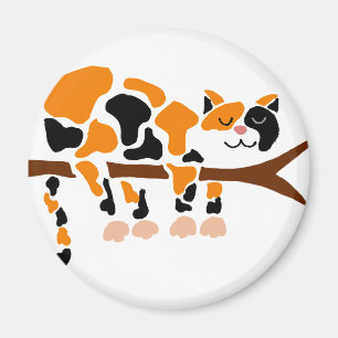 Funny Colourful Calico Cat Art Magnet