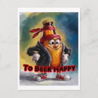 Funny, Colourful Can of Beer very Happy on a