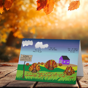 Funny, Colourful, Cartoon Holiday Turkey Card
