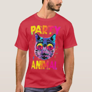 Funny Colourful cat party animal, fun with my cat T-Shirt