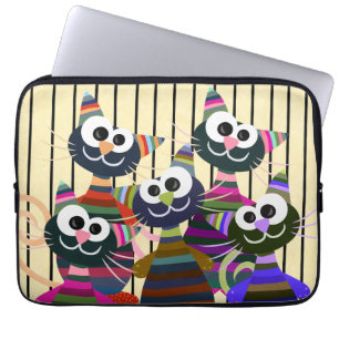 Funny colourful cats laptop sleeve