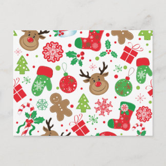 Funny Colourful Christmassy Pattern Holiday Postcard