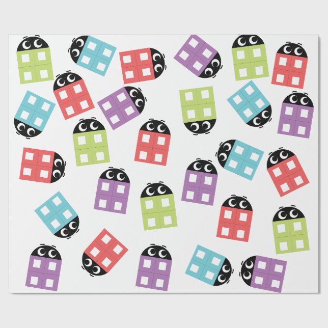 Funny colourful cute bricks  wrapping paper (Flat)