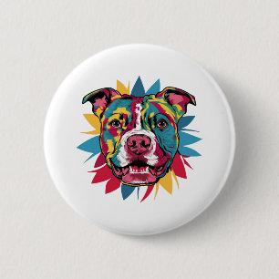 funny colourful dog pitbull 6 cm round badge