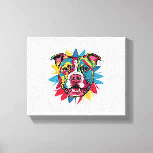 funny colourful dog pitbull canvas print