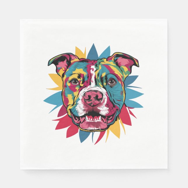 funny colourful dog pitbull napkin (Front)