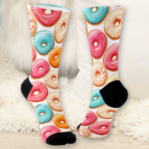 Funny Colourful Doughnut Pattern Name Monogram Soc Socks