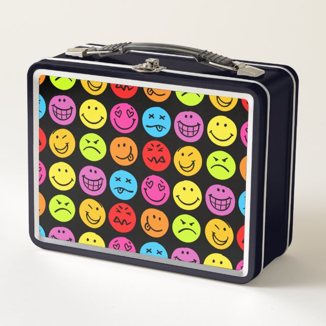 Funny Colourful Faces Metal Lunch Box (Front)