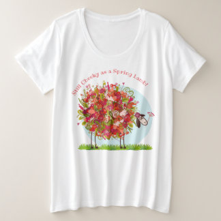 Funny Colourful Floral Bouquet Lamb Plus Size T-Shirt