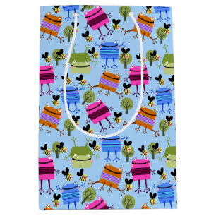 Funny Colourful Frogs and Bumblebees Medium Gift Bag