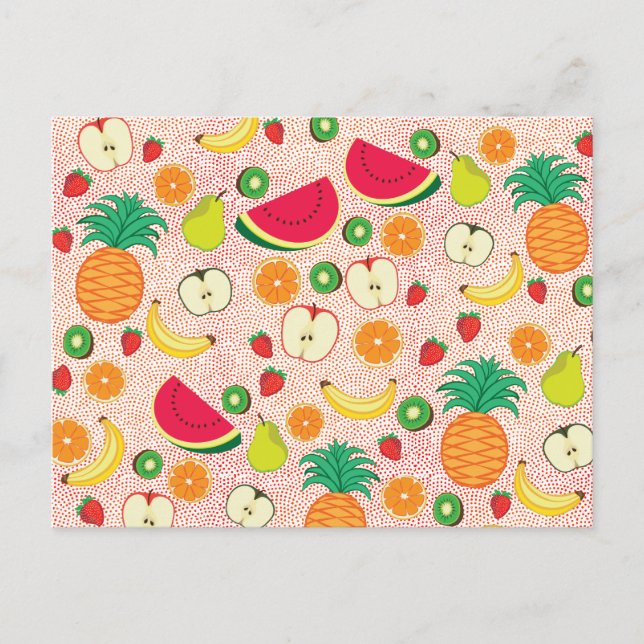    Funny Colourful Fruits Summer Healthy Vegetaria Postcard (Front)