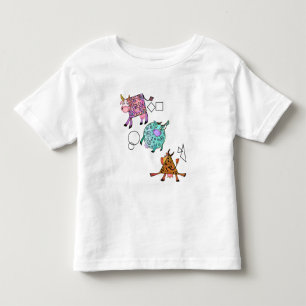 Funny Colourful Geometric Cute Cows Cartoon Drawin Toddler T-Shirt