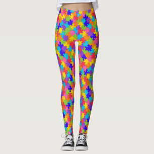 Funny Colourful Jigsaw Puzzle Pieces Leggings