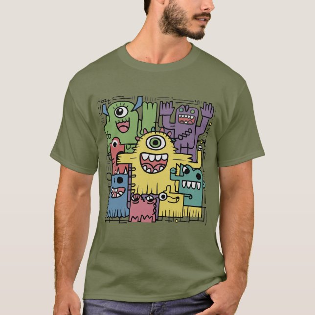 Funny Colourful Monster Abstract T-shirt  (Front)