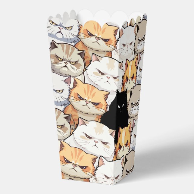 Funny Colourful Moody Cats Kitten doodle pattern Favour Box (Back)