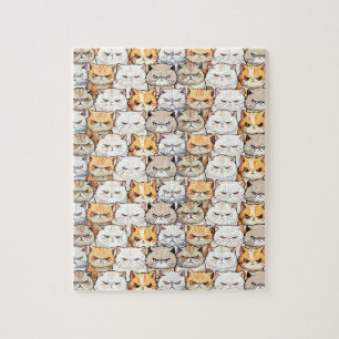 Funny Colourful Moody Cats Kitten pet Pattern Jigsaw Puzzle