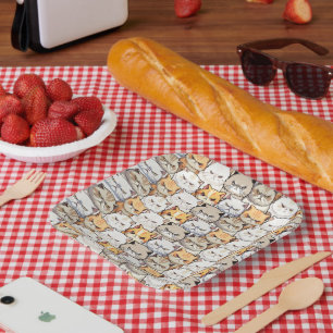 Funny Colourful Moody Cats Kitten pet Pattern Paper Plate