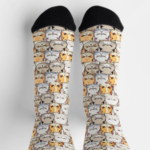 Funny Colourful Moody Cats Kitten pet Pattern Socks
