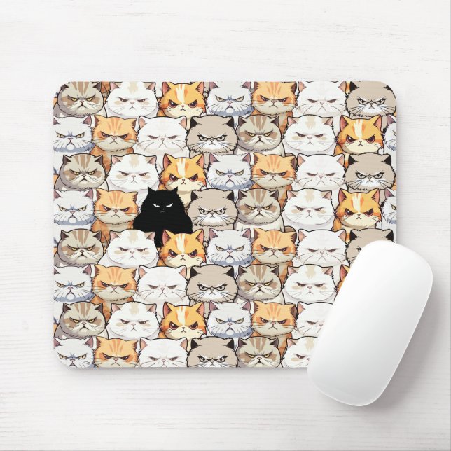 Funny Colourful Moody Meow Cats Kitten pet Pattern Mouse Pad (With Mouse)