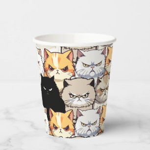 Funny Colourful Moody Meow Cats Kitten pet Pattern Paper Cups