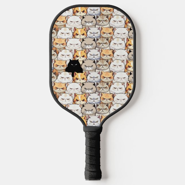 Funny Colourful Moody Meow Cats Kitten pet Pattern Pickleball Paddle (Front)