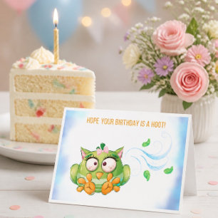 Funny Colourful Owl Birthday Card