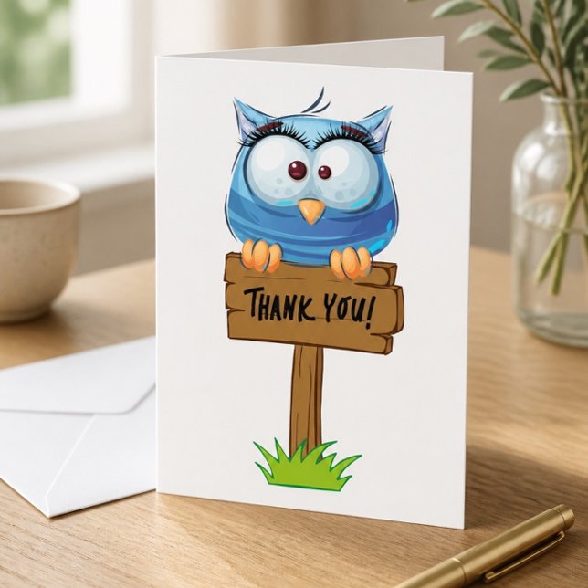 Funny Colourful Owl Thank You Card (Creator Uploaded)